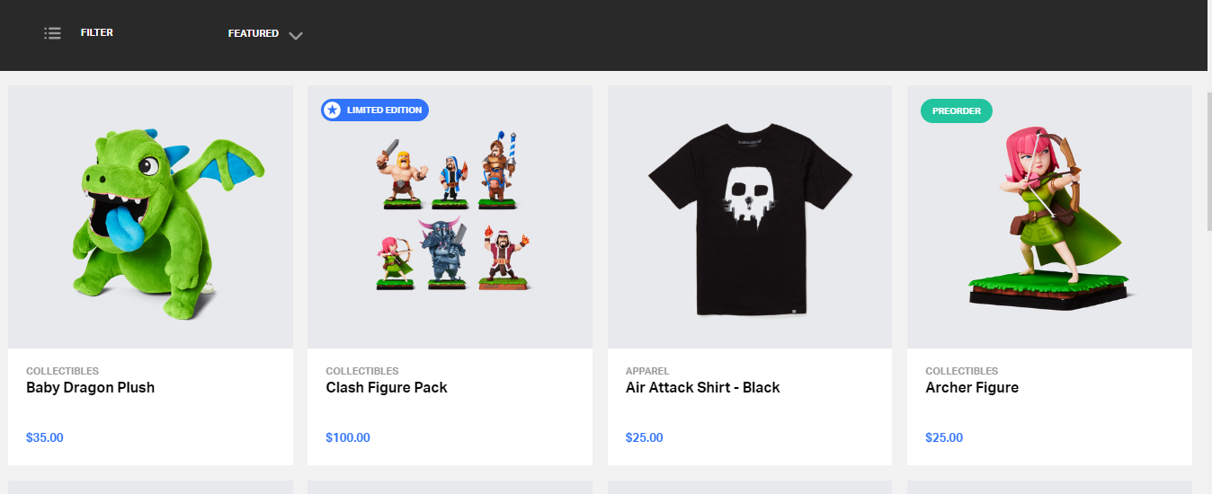 Supercell запустила интернет-магазин товаров по играм
