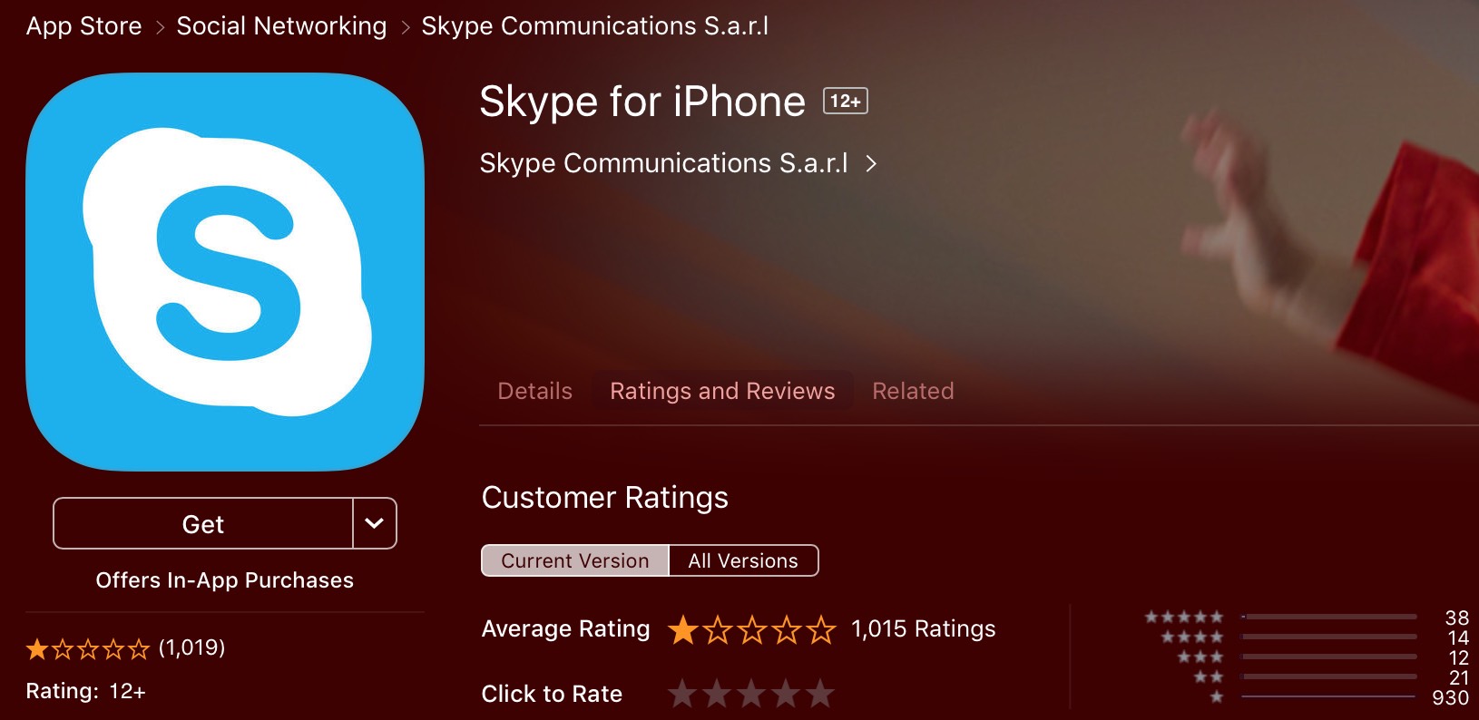 Пользователи обвалили рейтинг Skype после редизайна