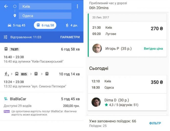 BlaBlaCar получил интеграцию с «Картами» Google в Украине