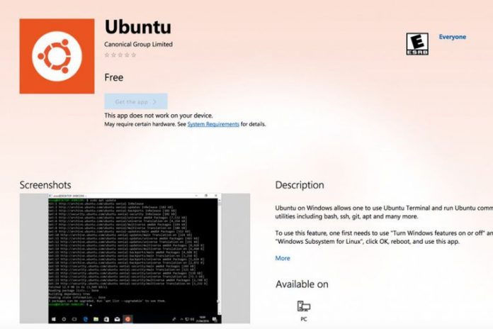 Дистрибутив Ubuntu стал доступен для установки из Windows Store