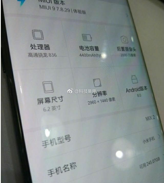 Новая утечка подтверждает тонкие рамки у Xiaomi Mi Mix 2